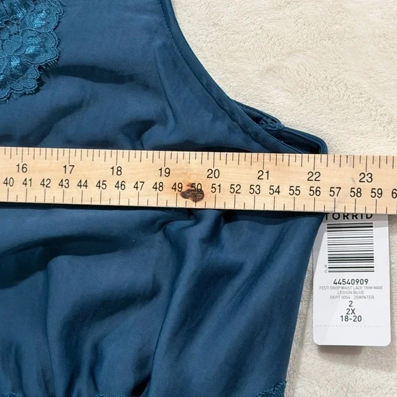 FESTI of Torrid Lace Trim Maxi Dress – Teal Blue – Size 2 (XXL / 18–20) – NWT - Picture 6 of 8